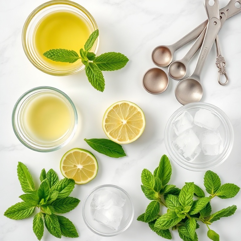 Ingredients for Refreshing Healthy Mojito Mocktail for Summer
