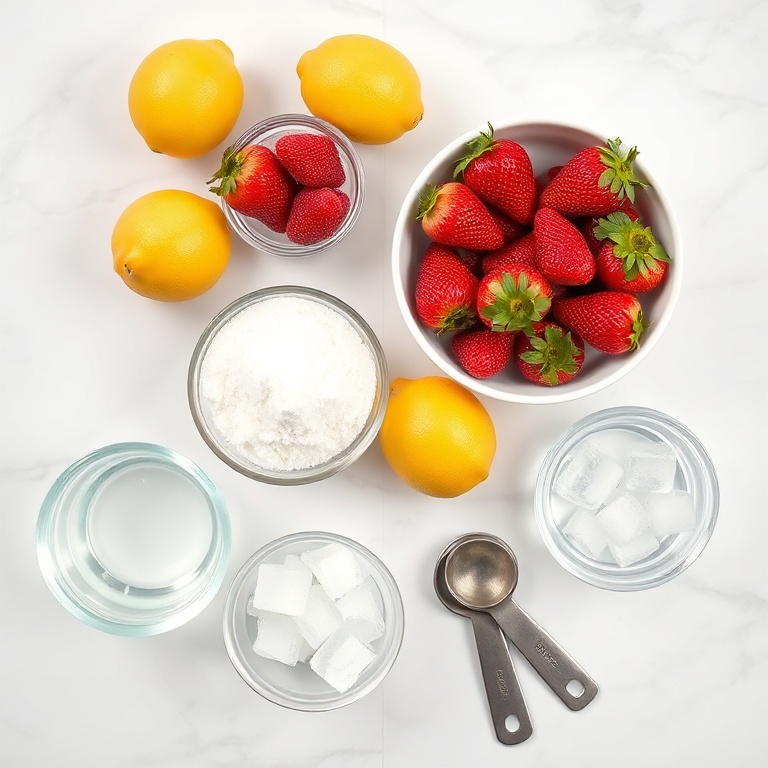 Ingredients for Refreshing Strawberry Lemonade for Summer