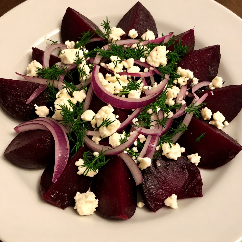 Plated Roasted Beet Salad with Feta