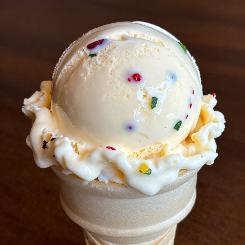 Roasted Strawberry Lime Basil Ice Cream on a Cone