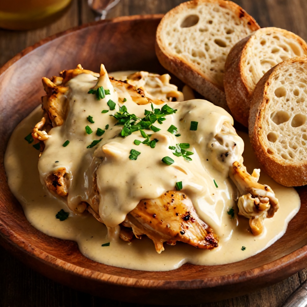 Plated Slow Cooker Cajun Butter Chicken with Creamy Sauce