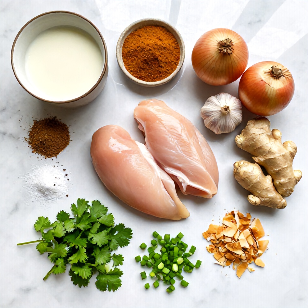 Raw Ingredients for Slow Cooker Chicken Curry