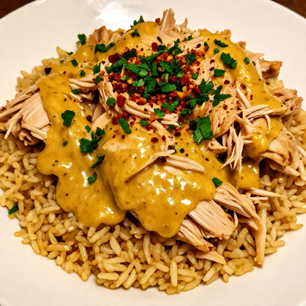 Plated serving of Creamy Honey Mustard Chicken