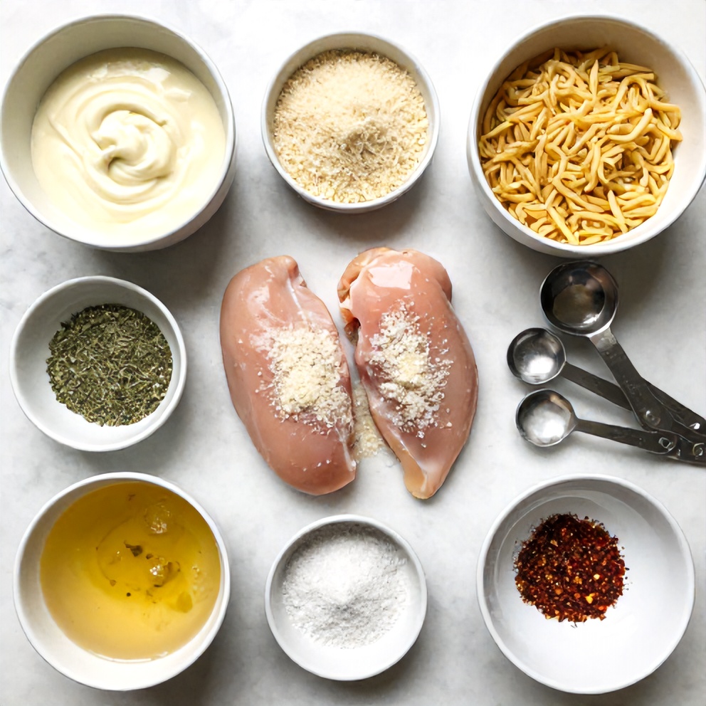 Raw ingredients for Slow Cooker Parmesan Herb Chicken with Creamy Orzo