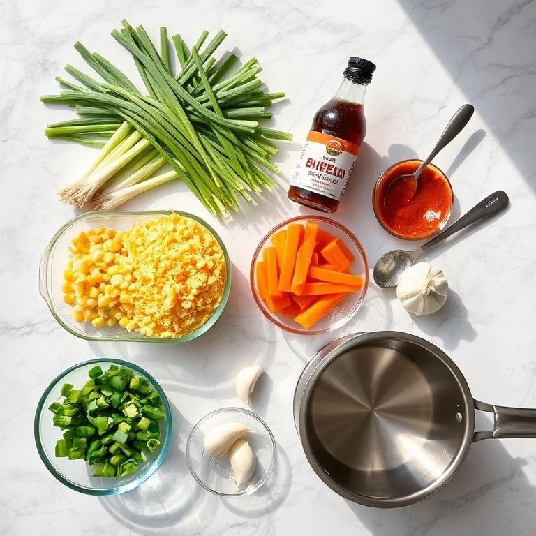 Raw Ingredients for Spicy Korean Noodle Recipe