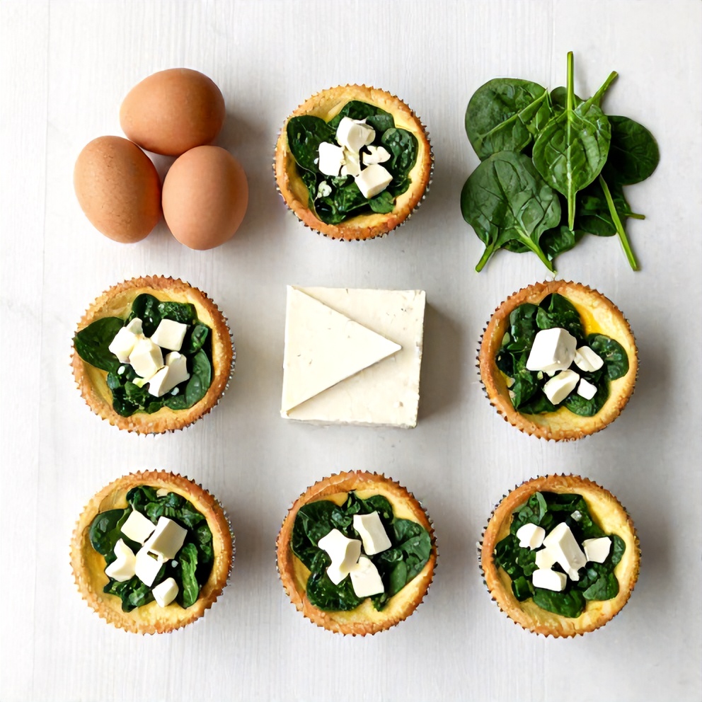 Ingredients for spinach and feta egg muffins