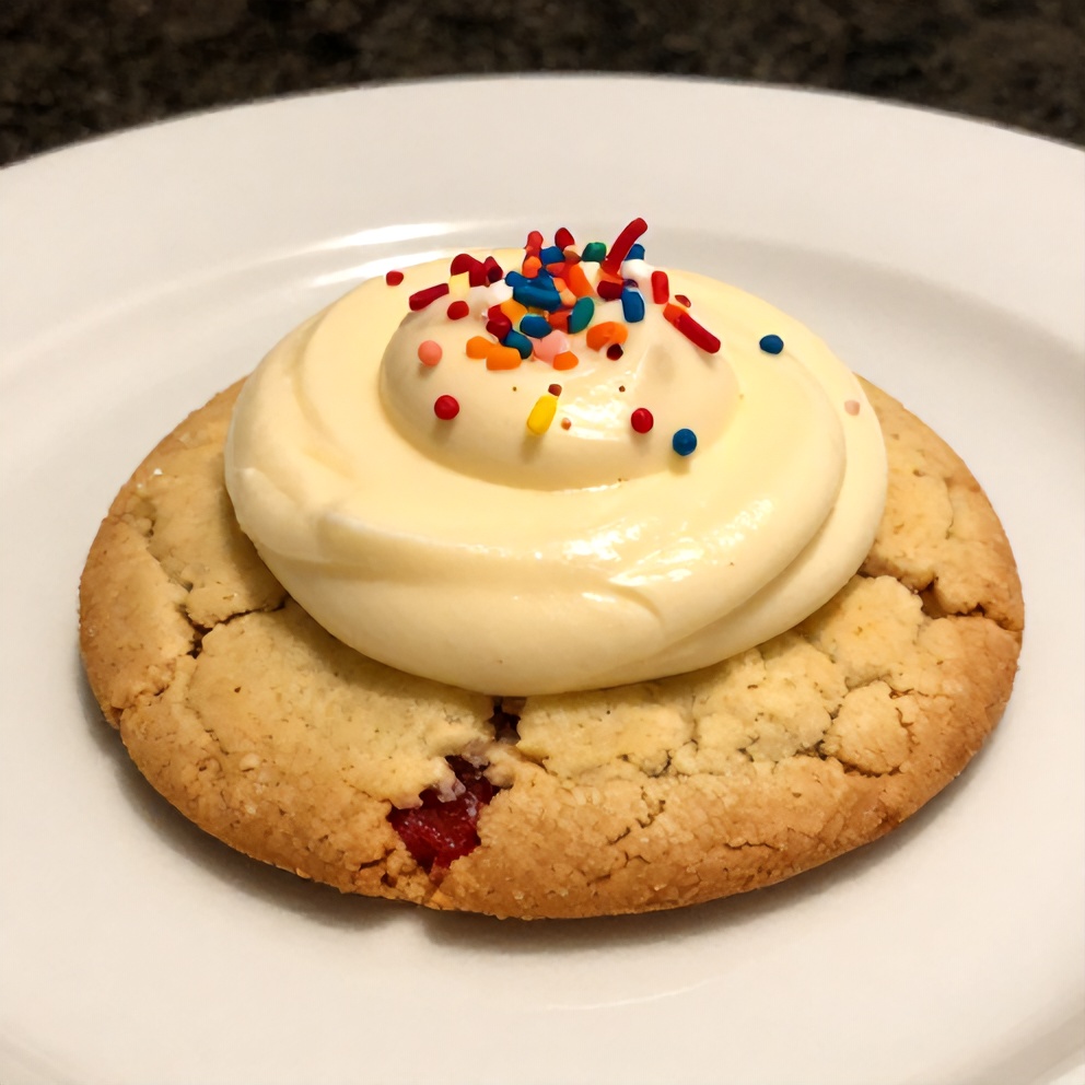 Strawberry Cheesecake Cookies with Cream Cheese Frosting on a plate