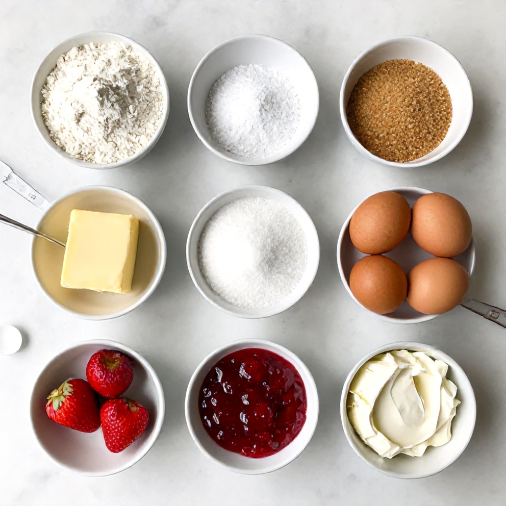 Raw ingredients for Strawberry Cheesecake Cookies