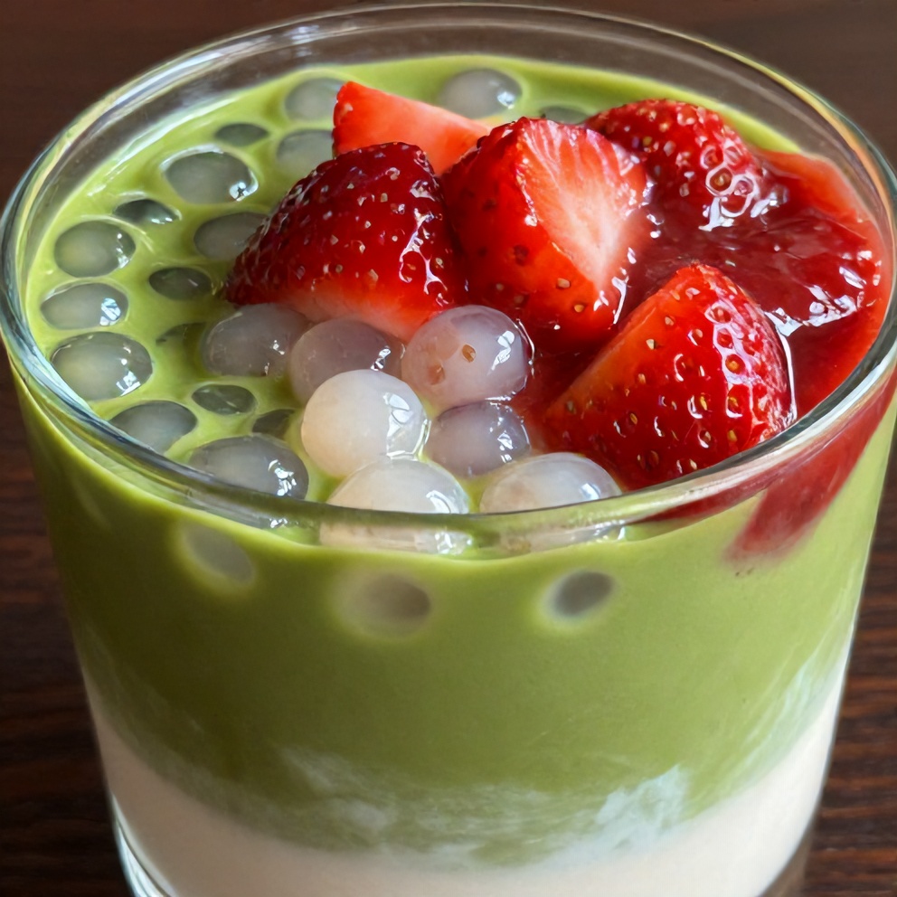 Strawberry Matcha Sago Dessert