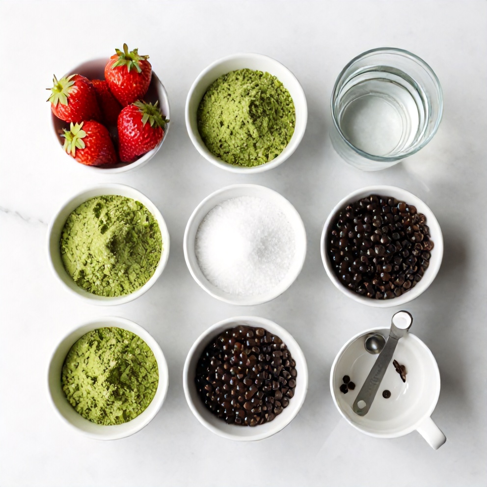 Ingredients for Strawberry Matcha Sago Dessert