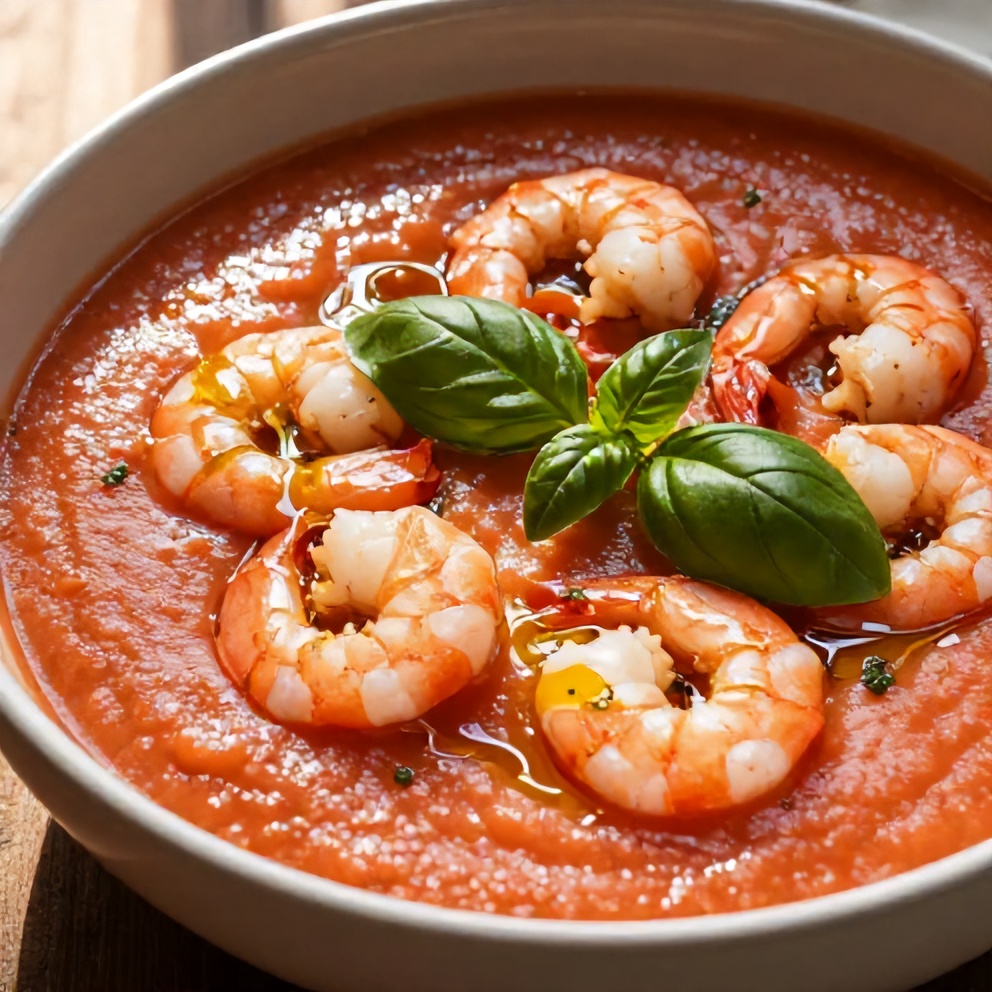 summer gazpacho with shrimp