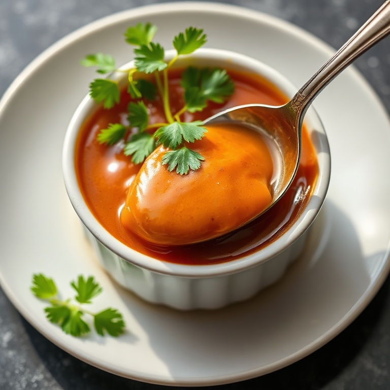 Finished sweet spicy jalapeno honey mustard sauce served stylishly