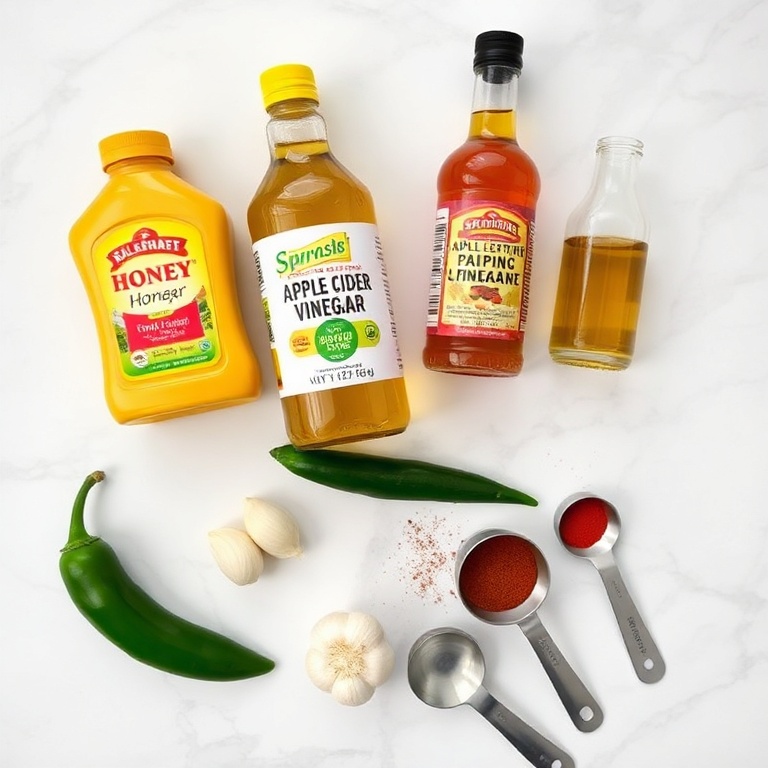 Fresh ingredients for sweet spicy jalapeno honey mustard sauce