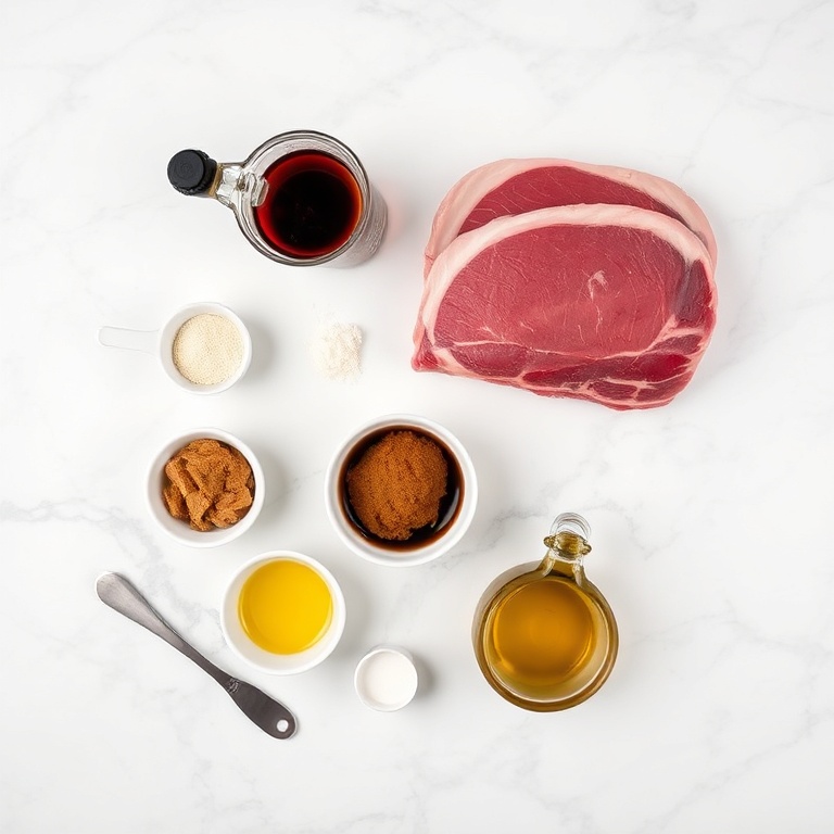 Raw ingredients for Tender Balsamic Bourbon Short Ribs