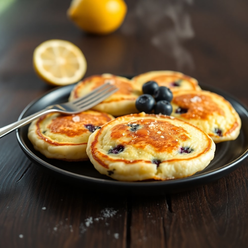 15-minute lemon blueberry cottage cheese pancake bites