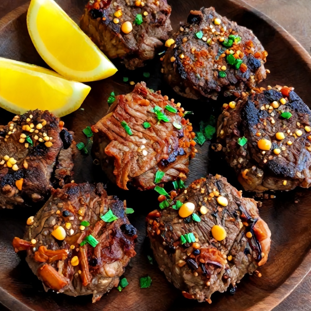 Plated Air Fryer Garlic Butter Steak Bites