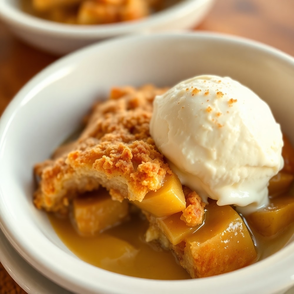 Served Amish Cinnamon Flop with a scoop of vanilla ice cream