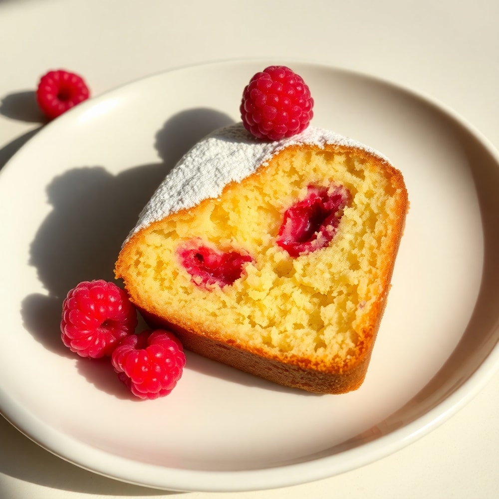 Plated Slice of Raspberry Bread