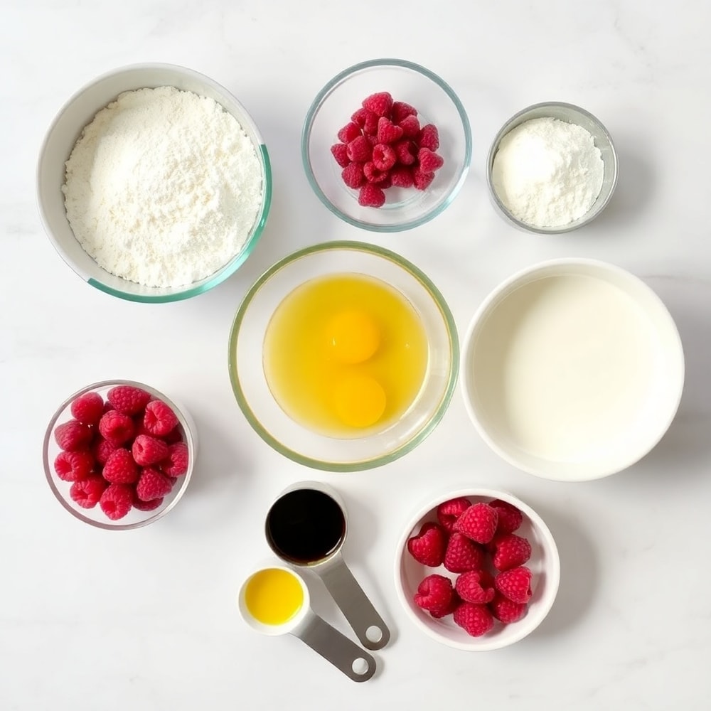 Raspberry Bread Ingredients Flat Lay