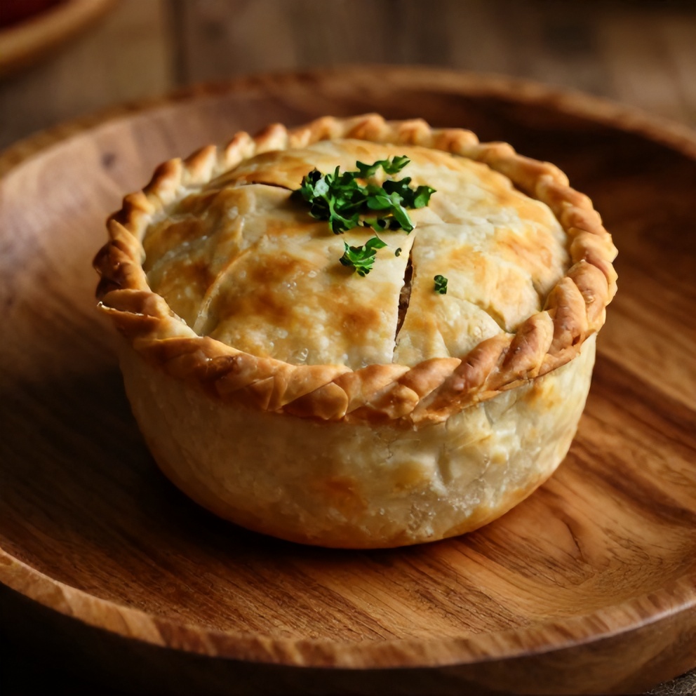 British Meat Pies on a rustic plate