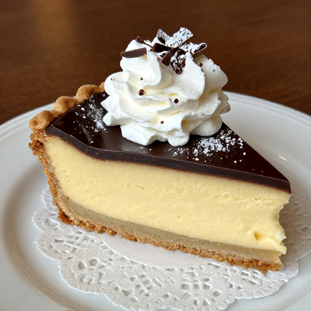 Plated Boston Cream Pie with Whipped Cream