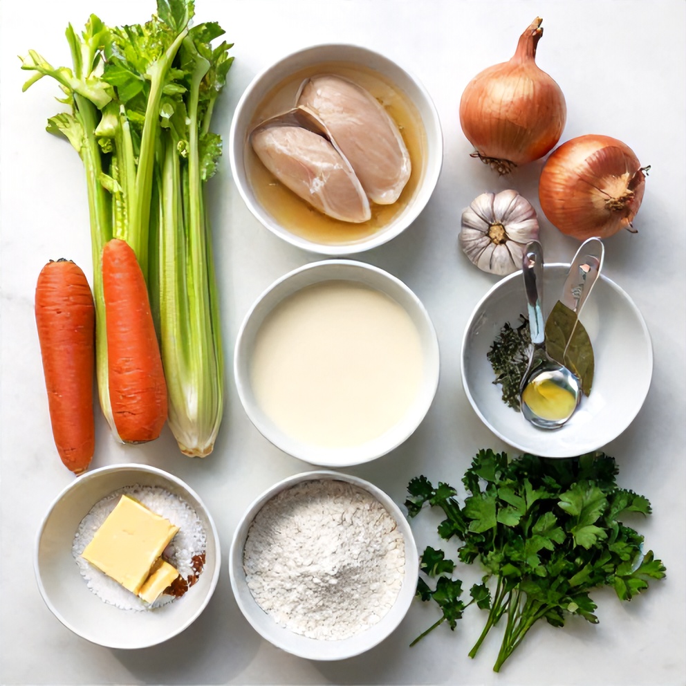 Raw ingredients for Classic Chicken and Dumplings