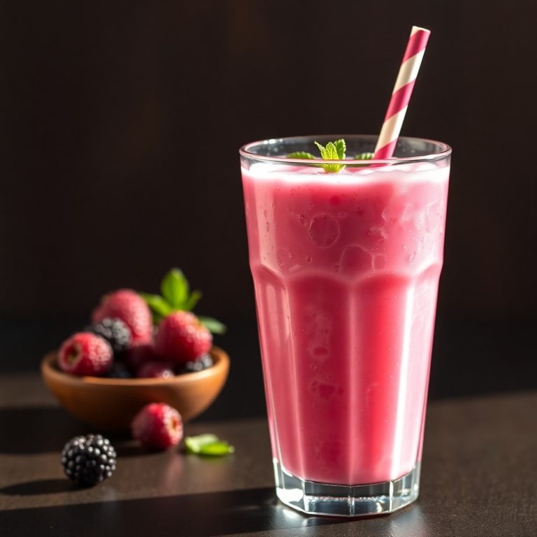 homemade blackberry coconut pink drink