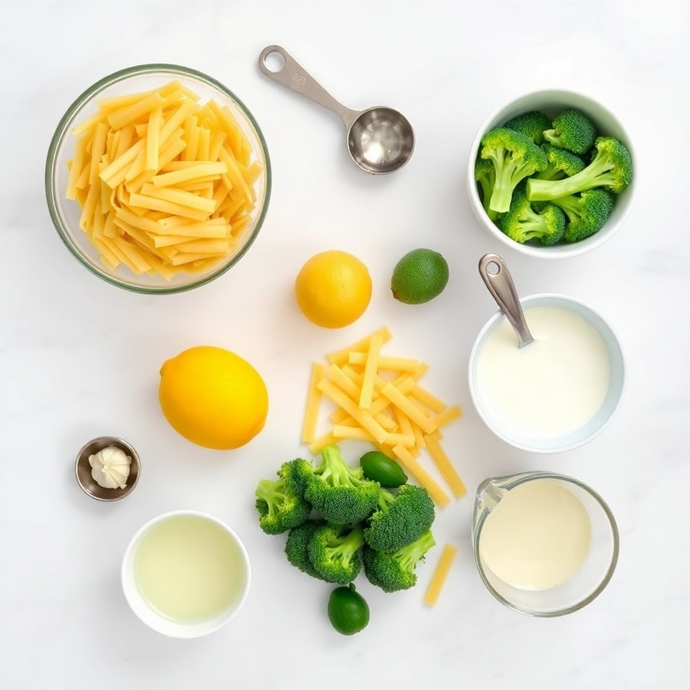 Raw Ingredients for Mafaldine Pasta Limone with Broccoli