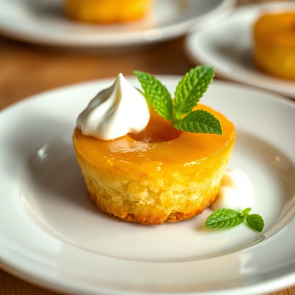 Plated Pineapple Mascarpone Upside-Down Mini Cakes