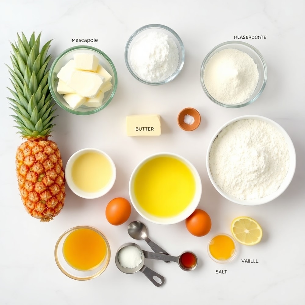 Raw Ingredients for Pineapple Mascarpone Upside-Down Mini Cakes
