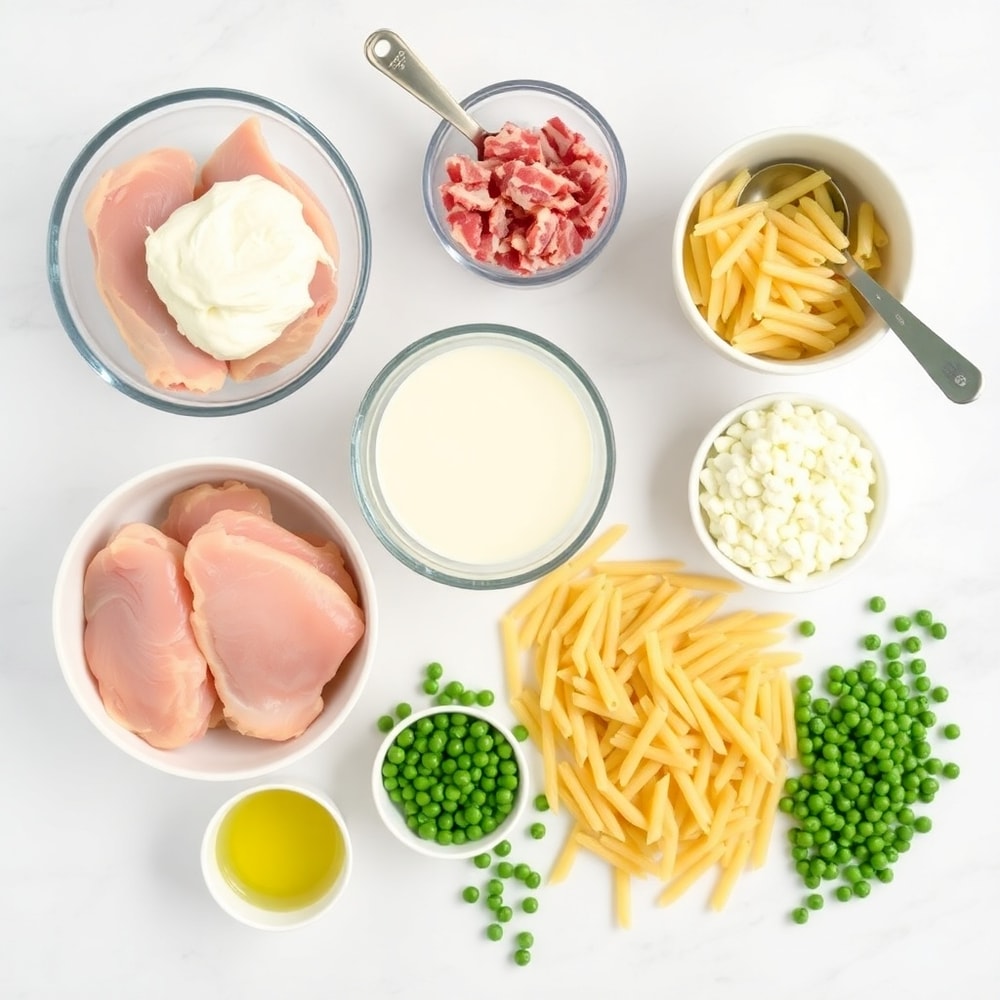 Raw ingredients for Creamy Crack Chicken Pasta
