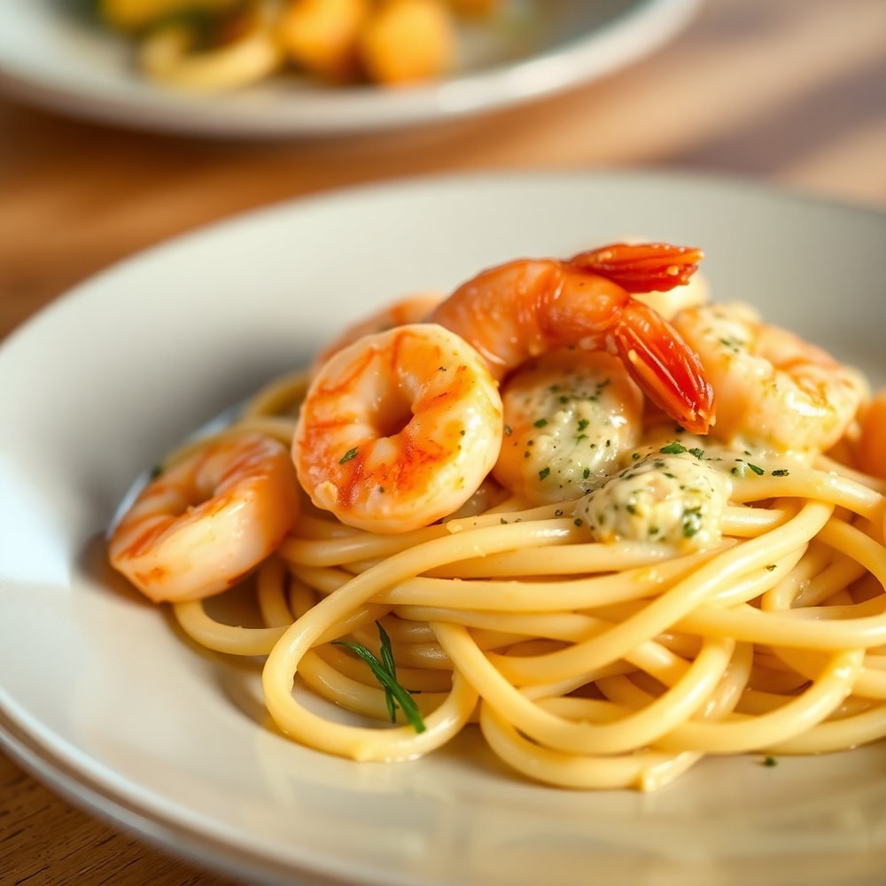 Plated Creamy Garlic Shrimp