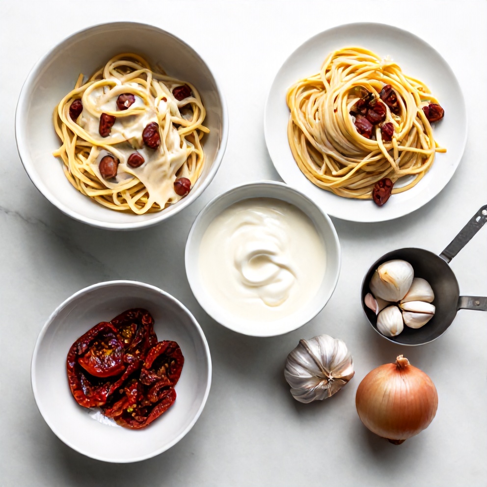 Raw Ingredients for Creamy Italian Sausage Pasta