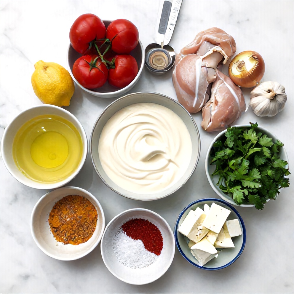 Raw ingredients for Creamy Turkish Chicken