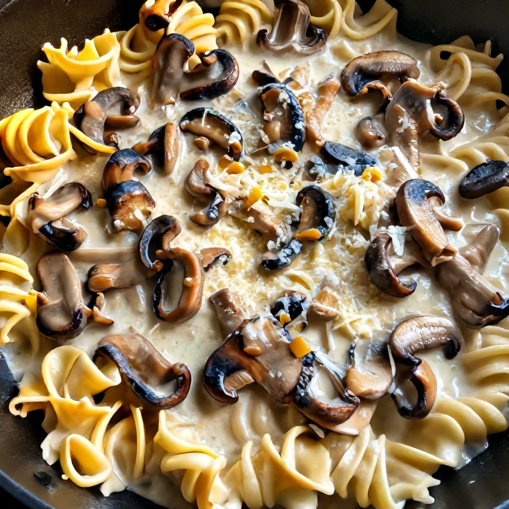 creamy tuscan mushroom pasta skillet