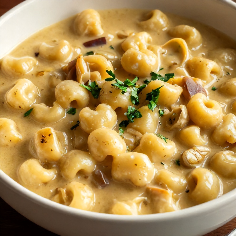 Bowl of Creamy Vegetarian Gnocchi Soup with a sprinkle of parsley