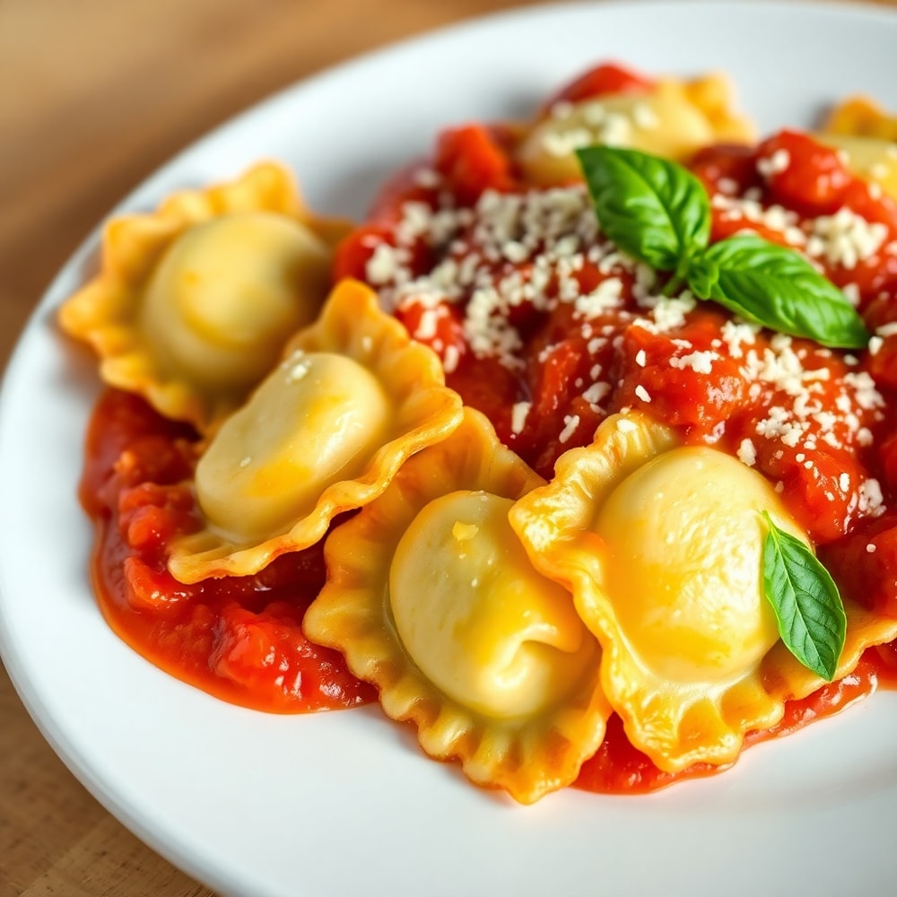 Plated Crispy Air Fryer Ravioli