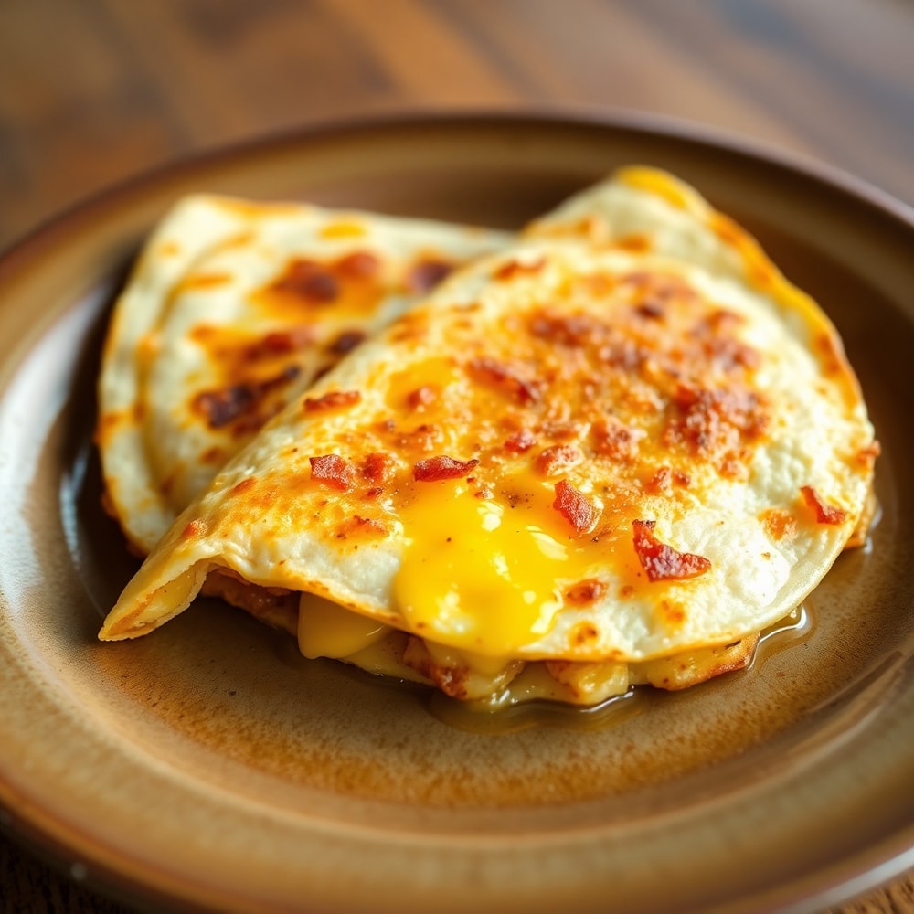Crispy Bacon Egg and Cheese Breakfast Quesadillas