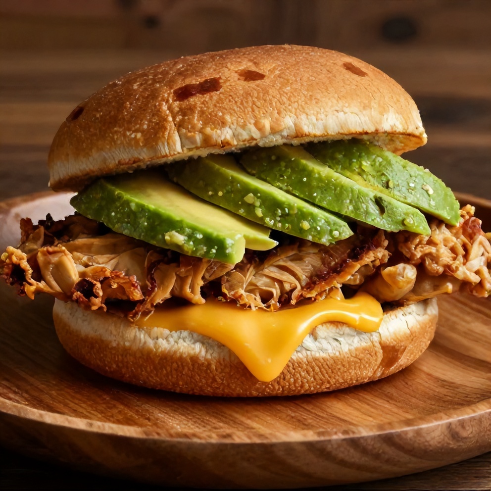 Crispy Chicken Avocado Melt Sandwich on a Plate