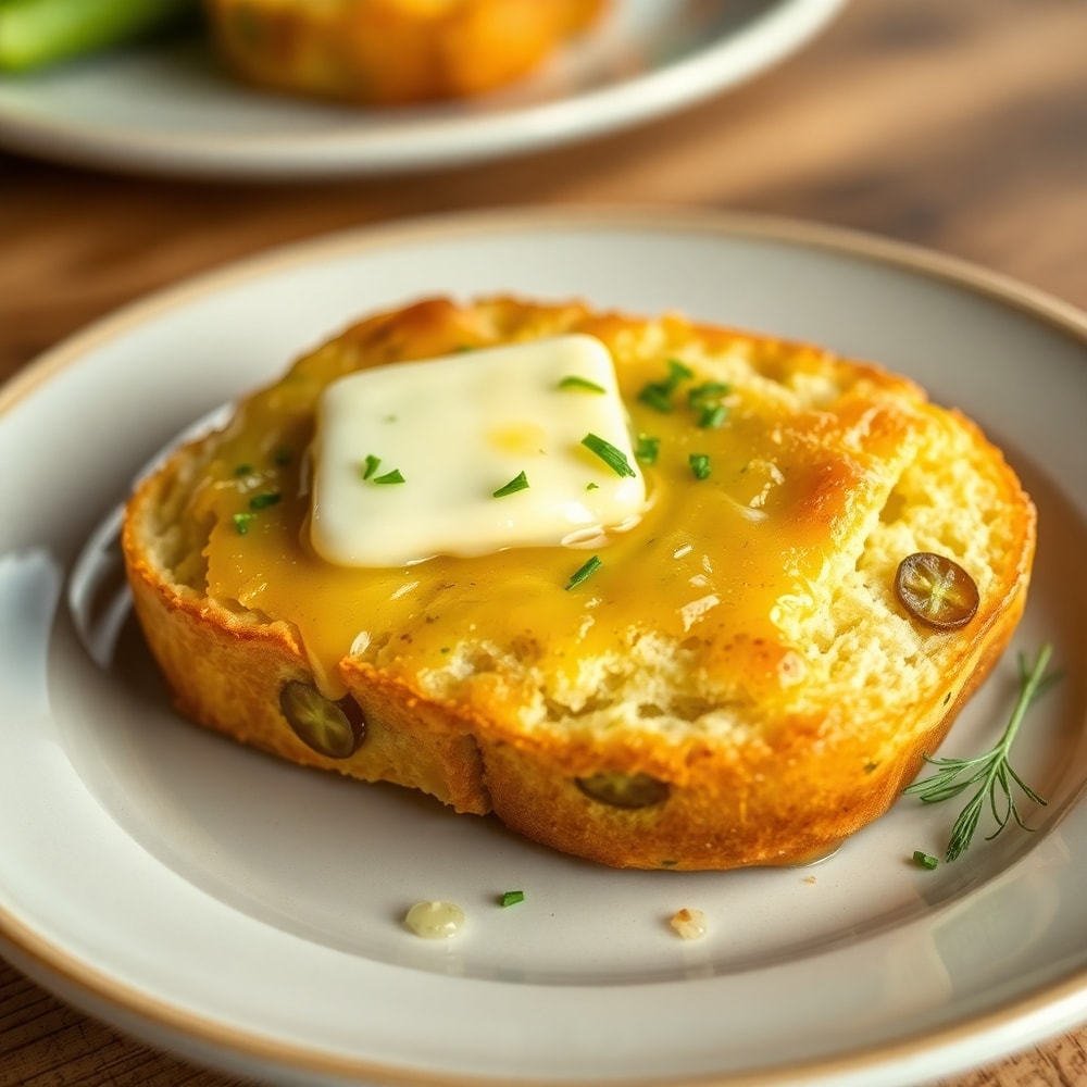 Plated serving of Crispy Dill Pickle Bread
