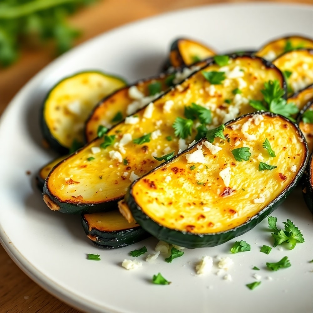 Plated Garlic Parmesan Roasted Zucchini