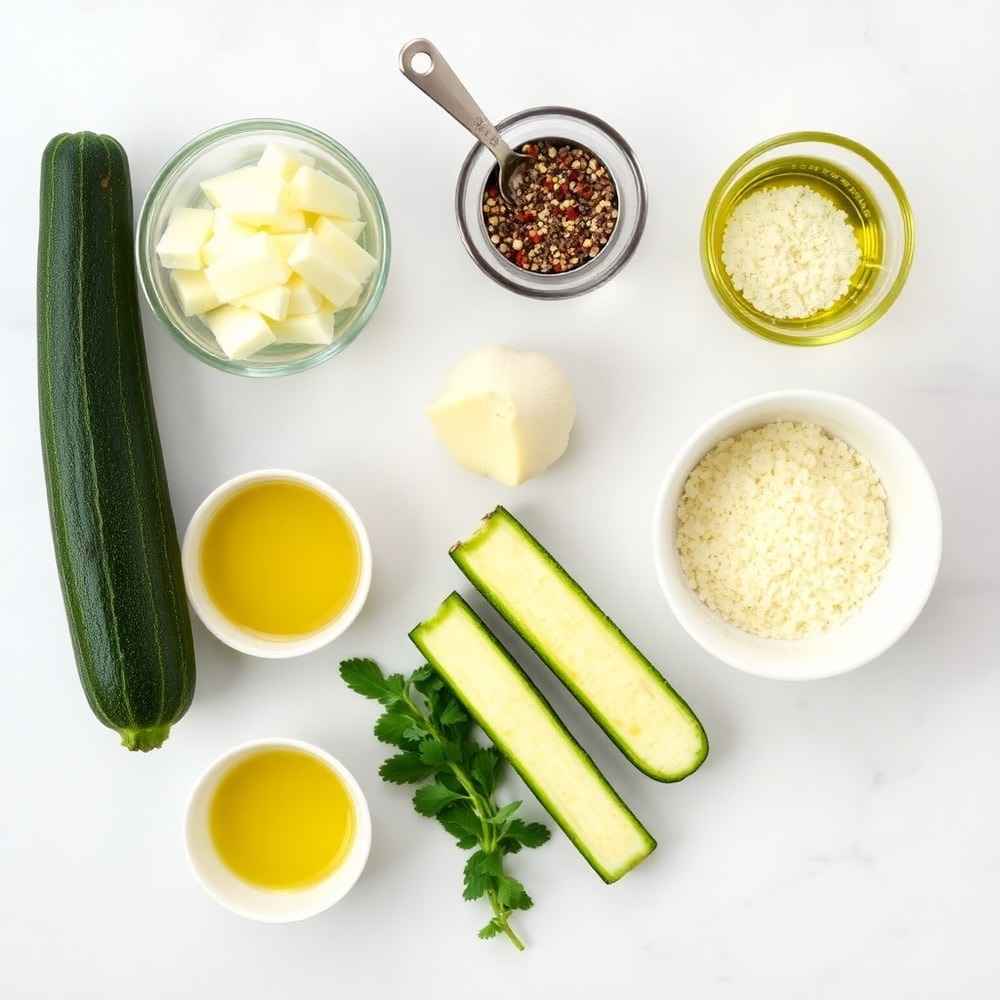 Raw ingredients for Garlic Parmesan Roasted Zucchini