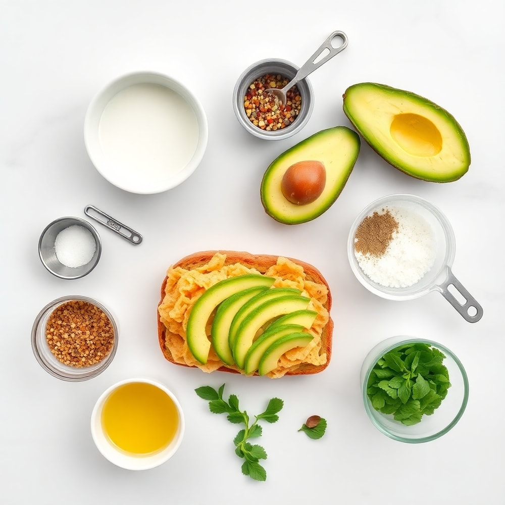 Raw ingredients for hash brown avocado toast