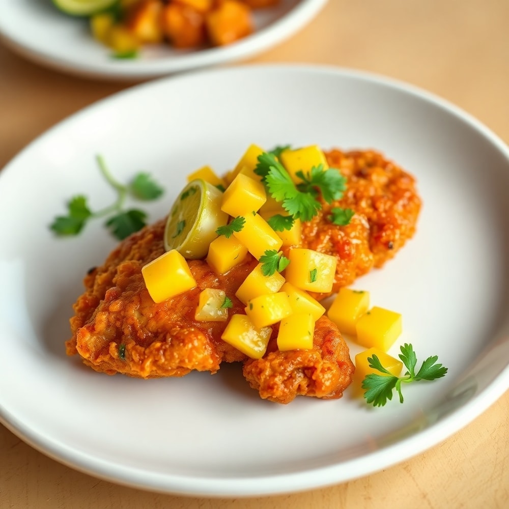 Plated Honey Lime Chicken with Mango Salsa
