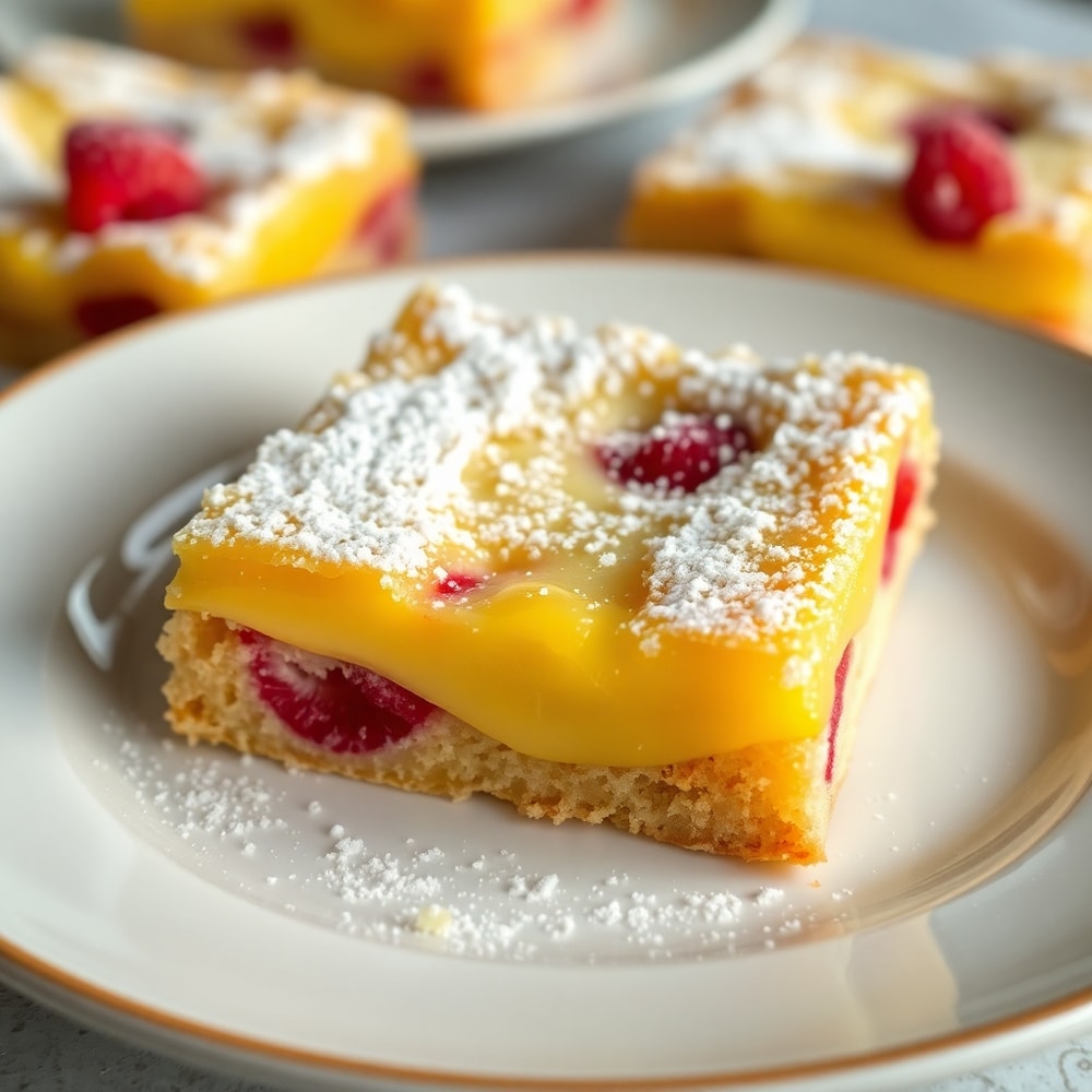 Plated Lemon Raspberry Bars