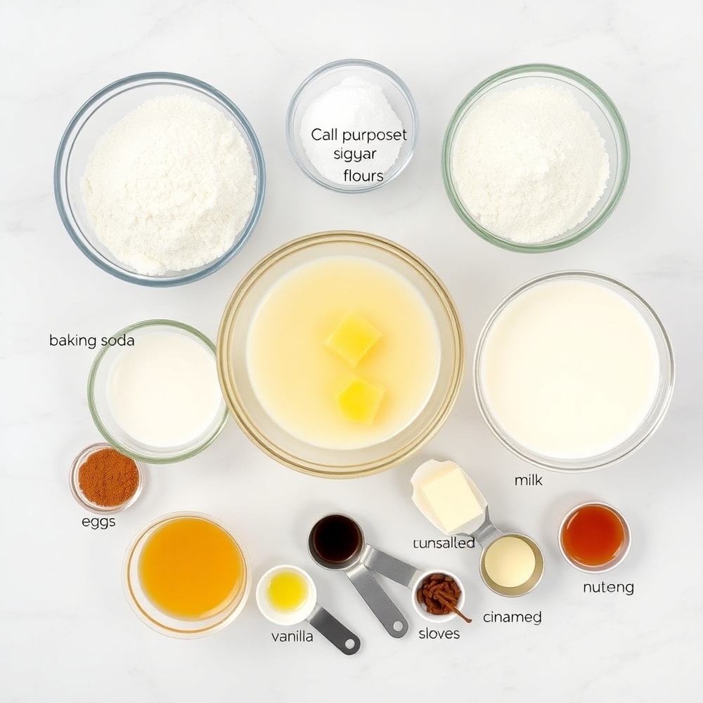 Raw ingredients for Lion Pancakes on a marble surface