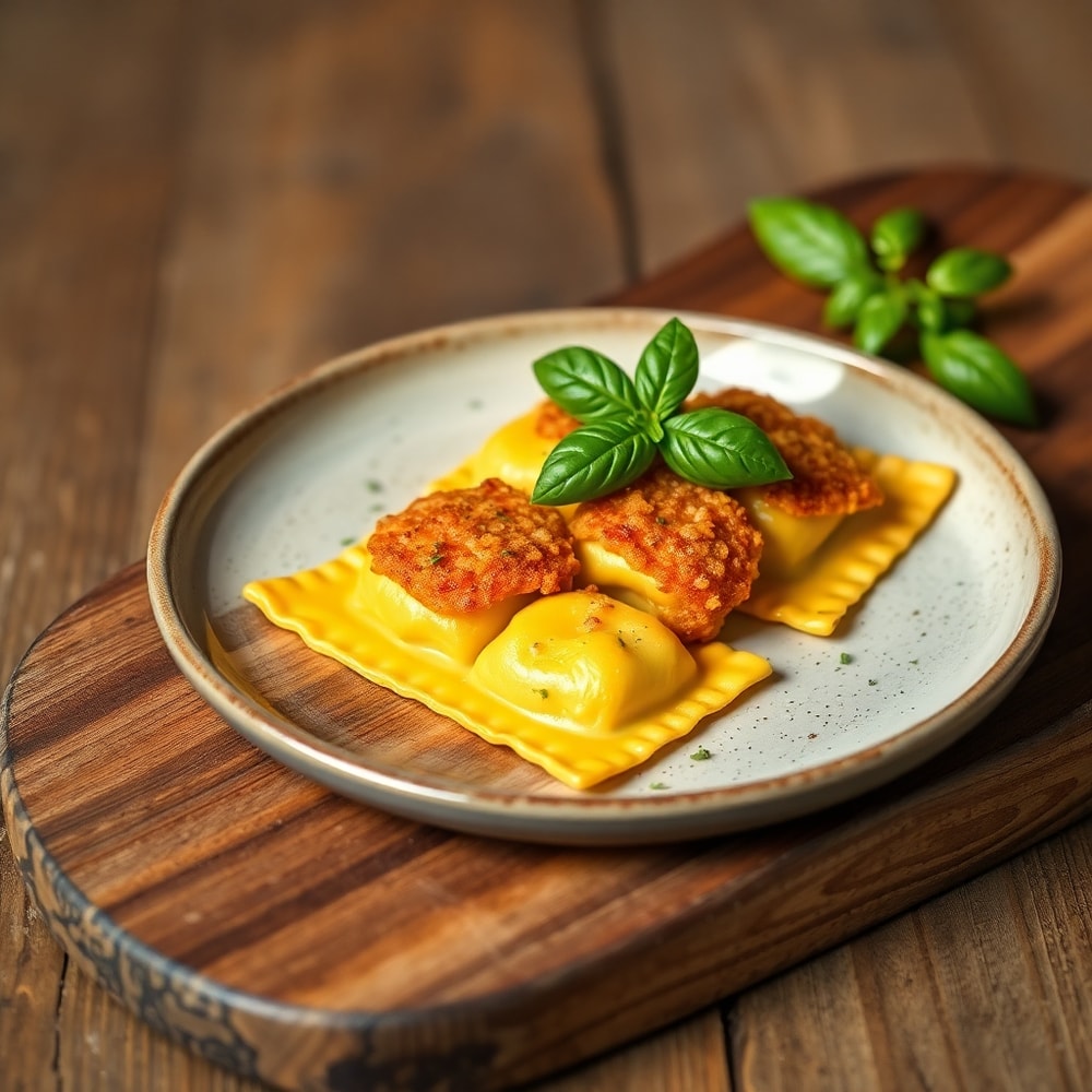 Crispy Ravioli Appetizer on a platter, ready to serve
