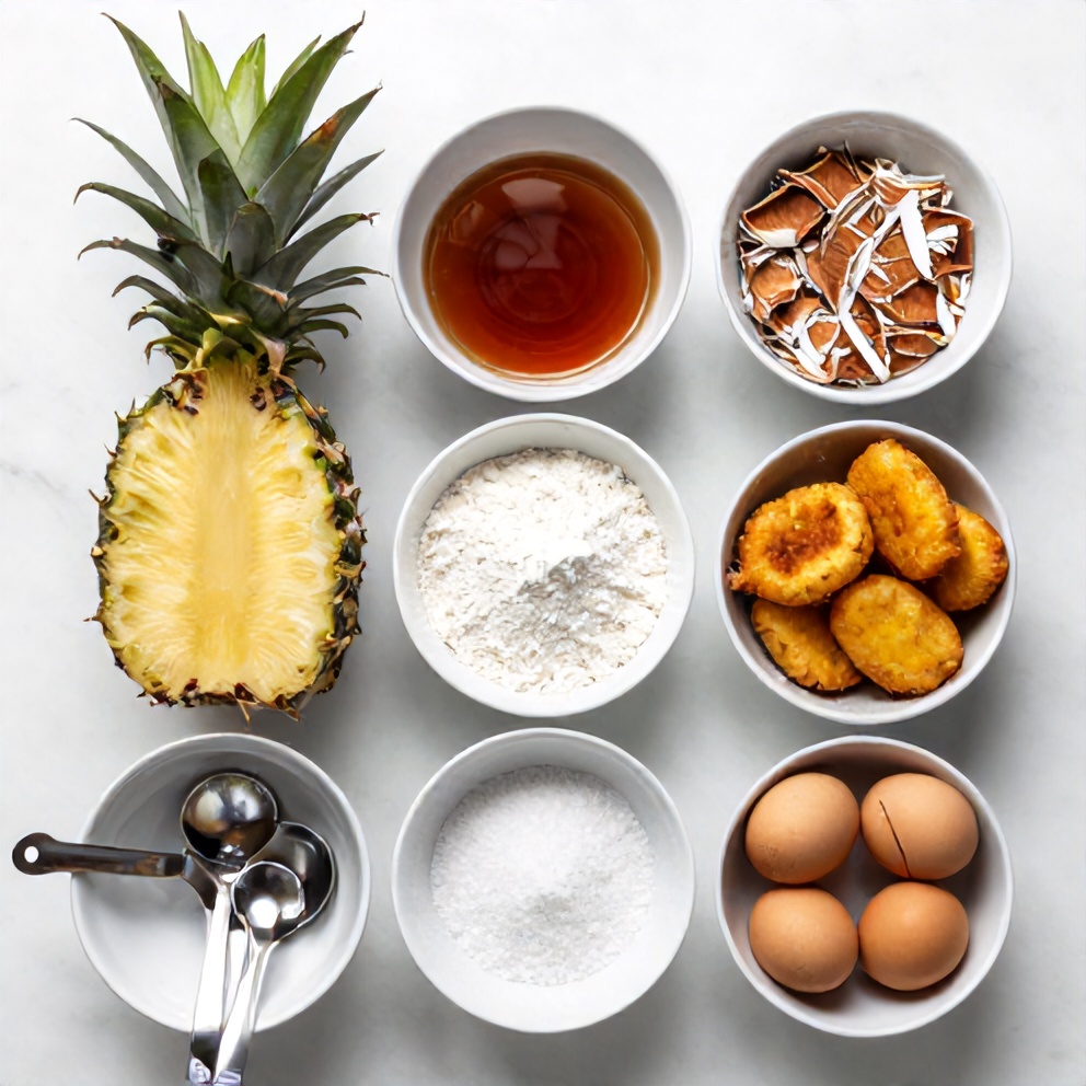 Raw Ingredients for Crispy Rum-Soaked Fried Pineapple