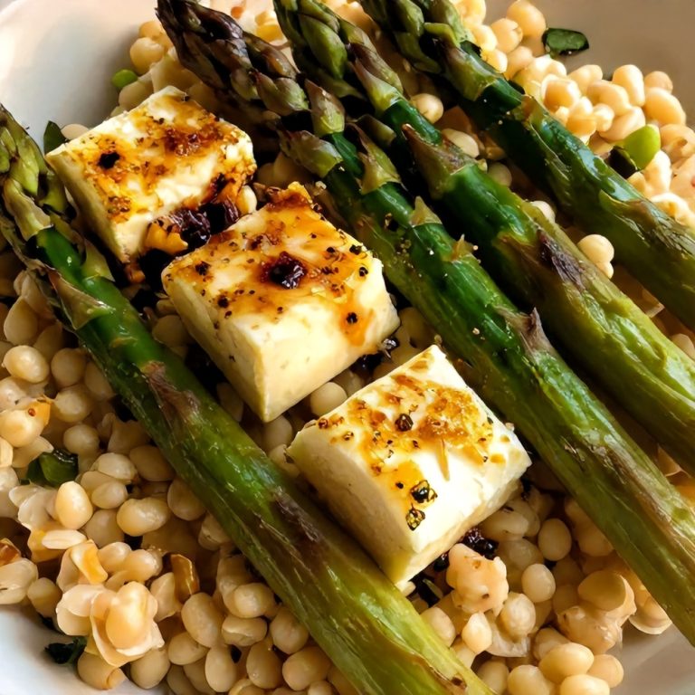 Easy Asparagus Halloumi Farro Salad