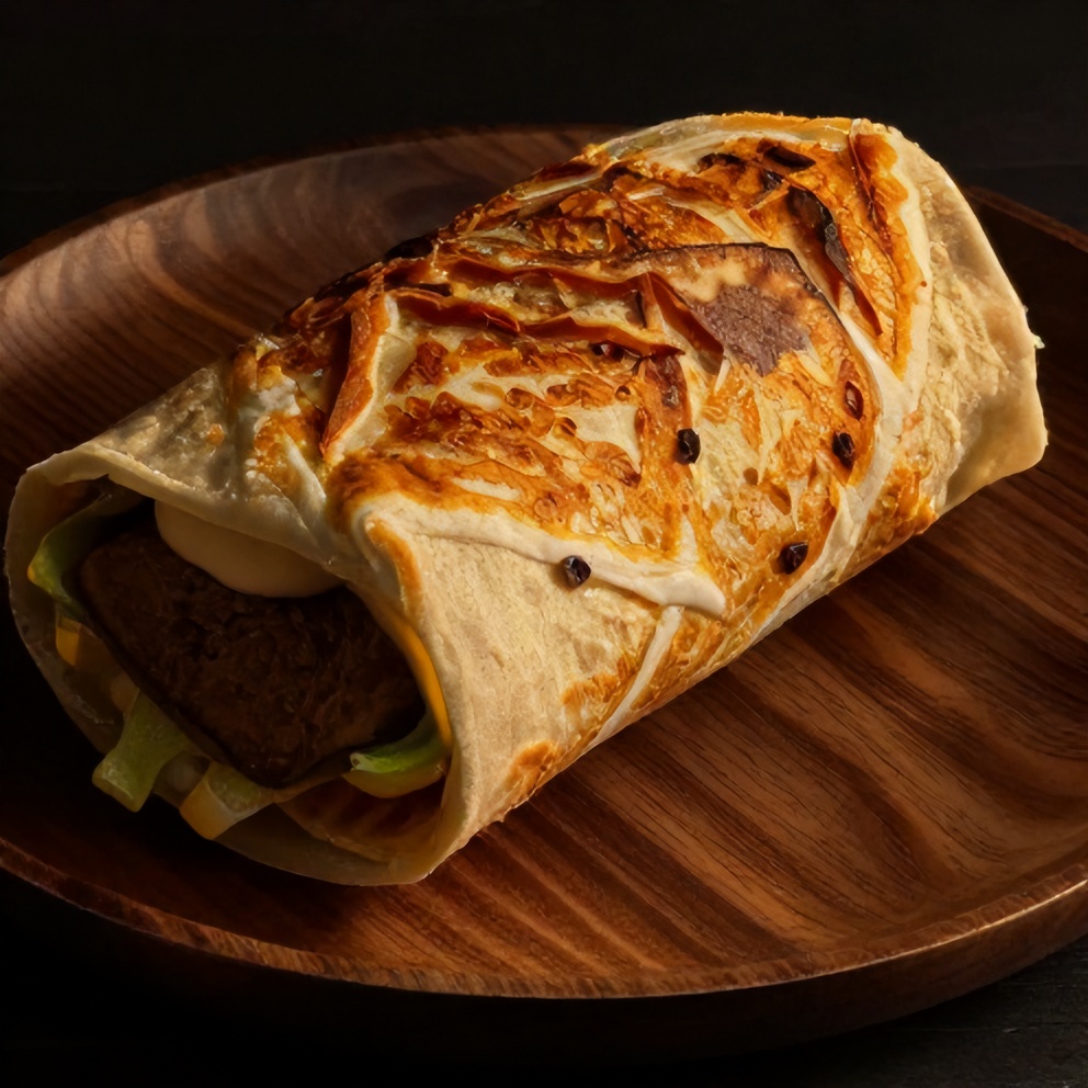 Big Mac Wrap on a plate with lettuce and tomato
